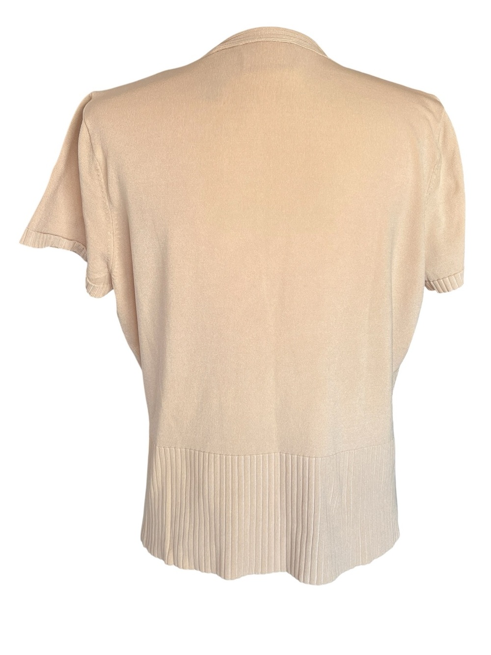 Vintage Liz Claiborne Silk Sweater Top Short Sleeve Neutral Beige Womens Large - Picture 2 of 6